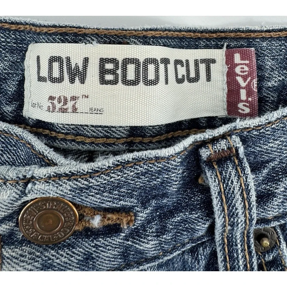 Levi's 527 Women's High Rise Cut Off Blue Denim Shorts Distressed Size 32W